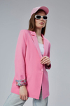 Pembe Kruvaze Yaka Kolu Katlama Detaylı Regular Vatkalı Blazer Ceket