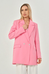 Pembe Oversize Dokuma Blazer Ceket