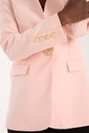 Pembe Salaş Kesim Düğme Detaylı Dokuma Blazer Ceket