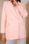 Pudra Oversize Dokuma Blazer Ceket