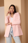 Pudra Oversize Dokuma Blazer Ceket