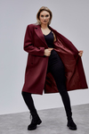 Rosalia Bordo Oversize Kruvaze Kaşe Kaban