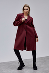 Rosalia Bordo Oversize Kruvaze Kaşe Kaban