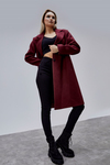 Rosalia Bordo Oversize Kruvaze Kaşe Kaban