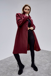 Rosalia Bordo Oversize Kruvaze Kaşe Kaban