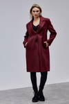 Rosalia Bordo Oversize Kruvaze Kaşe Kaban