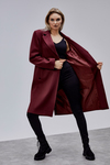 Rosalia Bordo Oversize Kruvaze Kaşe Kaban