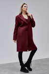 Rosalia Bordo Oversize Kruvaze Kaşe Kaban
