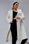Rosalia Ekru Oversize Kruvaze Kaşe Kaban