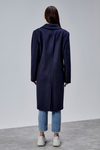 Rosalia Lacivert Oversize Kruvaze Kaşe Kaban