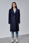 Rosalia Lacivert Oversize Kruvaze Kaşe Kaban