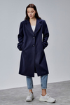 Rosalia Lacivert Oversize Kruvaze Kaşe Kaban