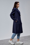 Rosalia Lacivert Oversize Kruvaze Kaşe Kaban