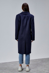 Rosalia Lacivert Oversize Kruvaze Kaşe Kaban