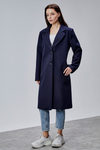 Rosalia Lacivert Oversize Kruvaze Kaşe Kaban
