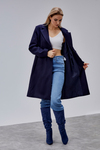 Rosalia Lacivert Oversize Kruvaze Kaşe Kaban