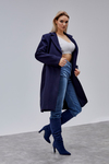 Rosalia Lacivert Oversize Kruvaze Kaşe Kaban