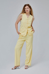 Sarı Düğmeli Regular Astarlı Dokuma Yelek