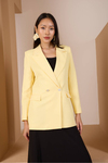 Sarı Oversize Dokuma Blazer Ceket