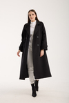 Siyah Kemerli Oversize Astarlı Trençkot 46159