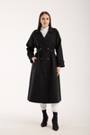 Siyah Kemerli Oversize Astarlı Trençkot 46159