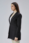 Siyah Kruvaze Uzun Blazer Ceket