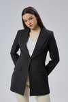 Siyah Kruvaze Uzun Blazer Ceket