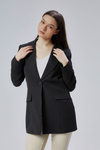 Siyah Kruvaze Uzun Blazer Ceket