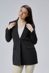 Siyah Kruvaze Uzun Blazer Ceket