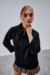 Siyah Oversize Fermuarlı Kaşe Ceket