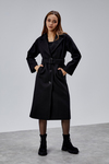 Siyah Premium Oversize Kemerli Kaşe Kaban
