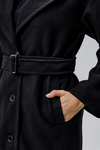 Siyah Premium Oversize Kemerli Kaşe Kaban