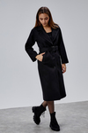 Siyah Premium Oversize Kemerli Kaşe Kaban