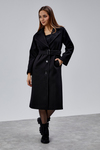 Siyah Premium Oversize Kemerli Kaşe Kaban