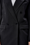 Siyah Regular Astarlı Kruvaze Kapama Dokuma Oversize Blazer Ceket