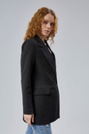 Siyah Regular Dokuma Astarlı Taş Detaylı Blazer Ceket
