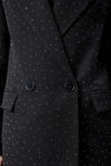 Siyah Regular Dokuma Astarlı Taş Detaylı Blazer Ceket