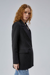 Siyah Regular Dokuma Astarlı Taş Detaylı Blazer Ceket