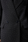 Siyah Regular Dokuma Astarlı Taş Detaylı Blazer Ceket