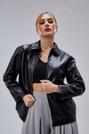 Siyah Regular Fit Deri Ceket