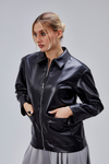Siyah Regular Fit Deri Ceket