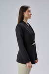 Siyah Regular Fit Pile Detaylı Blazer Ceket