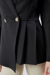 Siyah Regular Fit Pile Detaylı Blazer Ceket