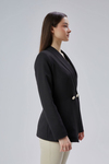 Siyah Regular Fit Pile Detaylı Blazer Ceket