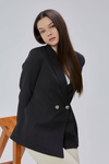 Siyah Regular Fit Pile Detaylı Blazer Ceket