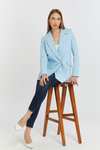 Turkuaz Oversize Dokuma Blazer Ceket