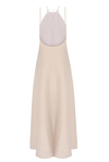 Beige Silk Linen Maxi Dress