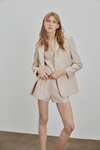 Beige Slim Linen Blazer