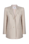 Beige Slim Linen Blazer