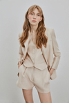 Beige Slim Linen Blazer
